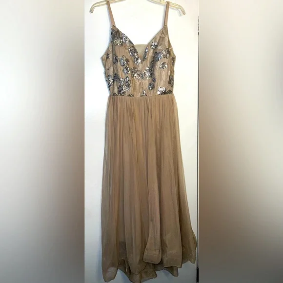 tan birthday dress Tan One-shoulder Belted Party Dress main image 1